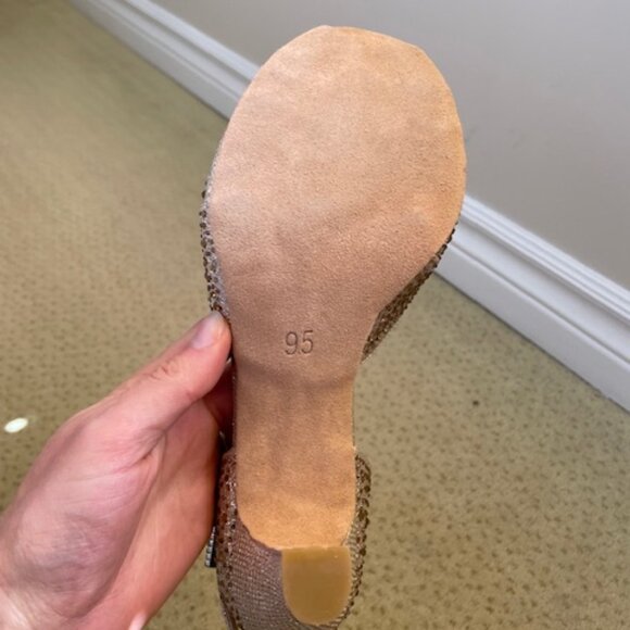 Glitzy Gold Ballroom Dancing shoes suede bottom - Picture 6 of 12